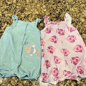 Set of 2 Carter’s Girls Fish Rompers, Size 18 Months